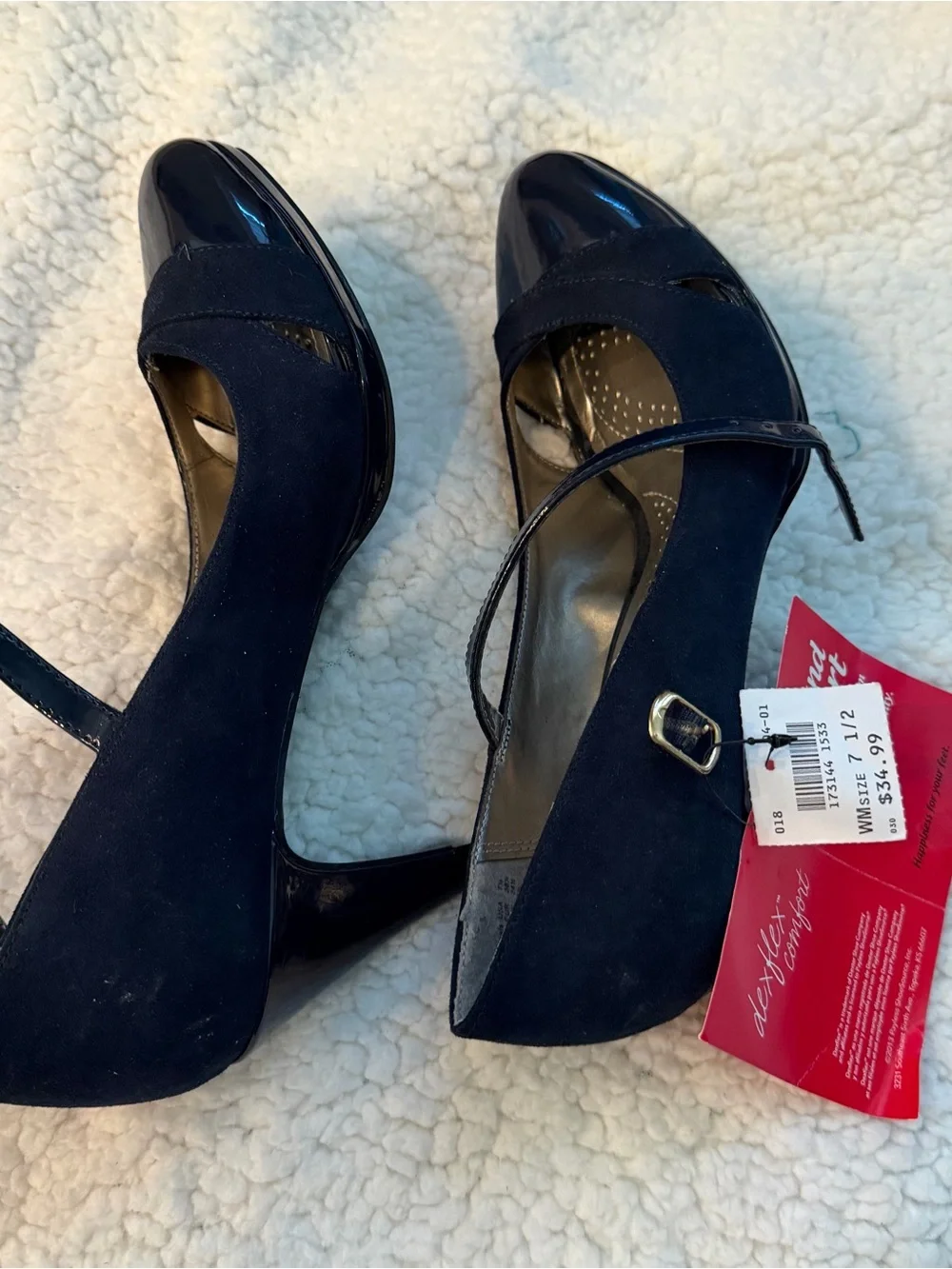 dexflex comfort Navy Patent & Suede Mary Jane Heels